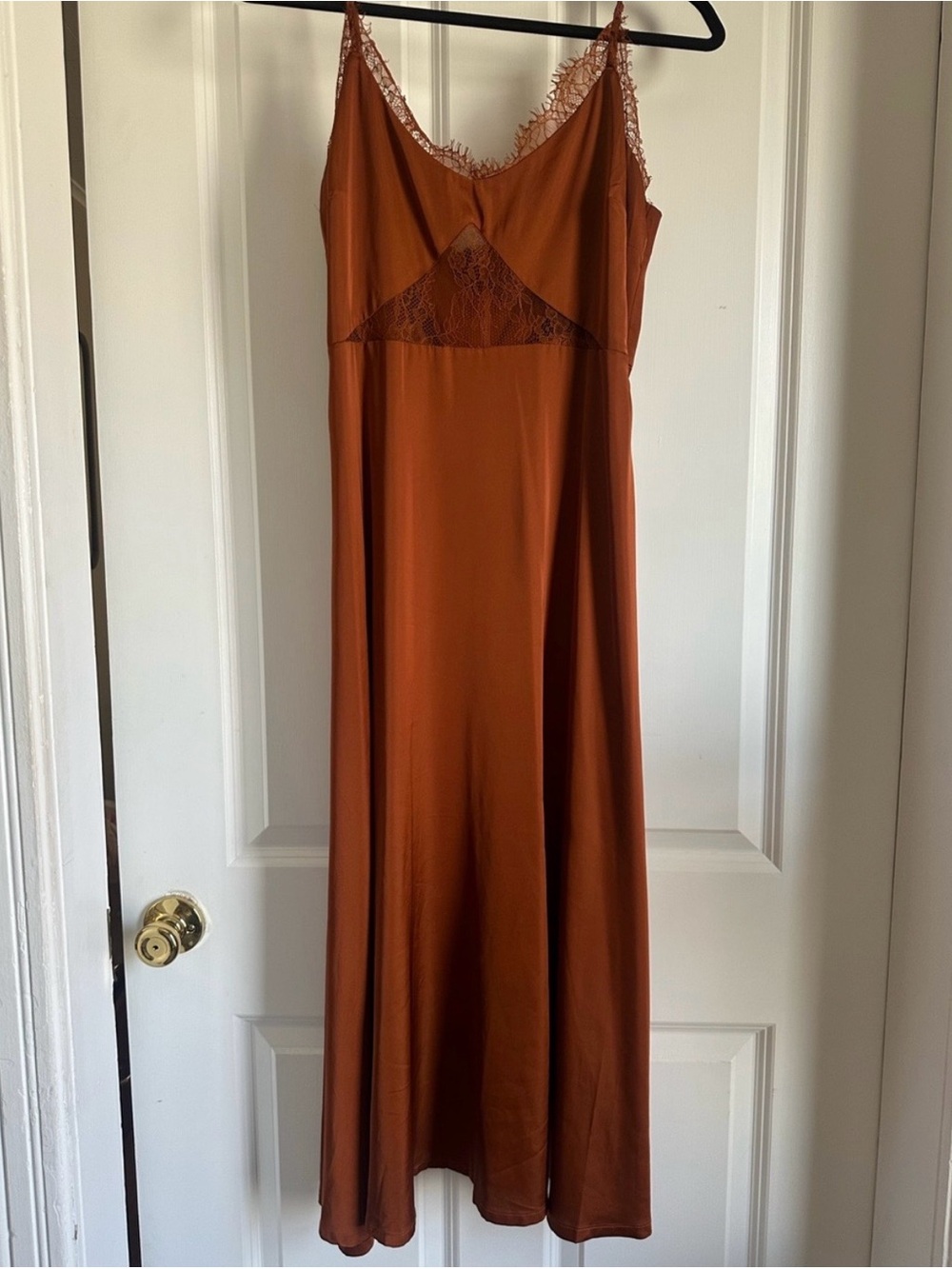 Petal and Pup Slip Satin Maxi Dress with Lace Insets - Brown - Picture 2 of 3